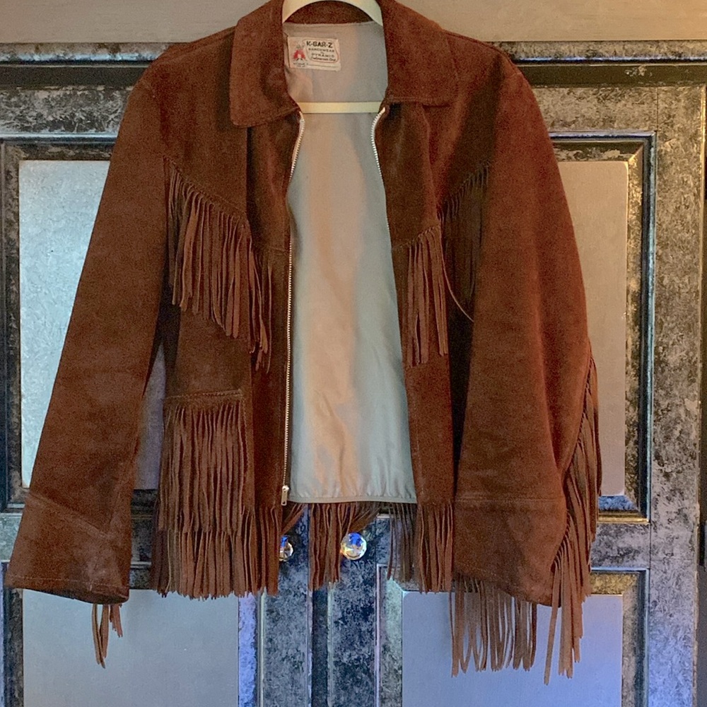 K-Bar-Z Brown Leather Jacket with Fringe